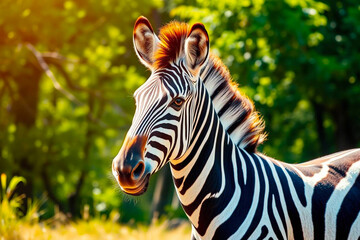 Elegant Zebra Showcasing Its Striking Stripes in Bright, Vibrant Colors Against a Dynamic Background, Vibrant Wallpaper