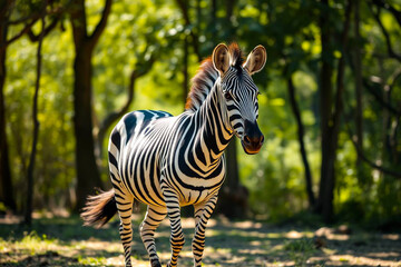 Elegant Zebra Showcasing Its Striking Stripes in Bright, Vibrant Colors Against a Dynamic Background, Vibrant Wallpaper