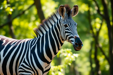 Elegant Zebra Showcasing Its Striking Stripes in Bright, Vibrant Colors Against a Dynamic Background, Vibrant Wallpaper