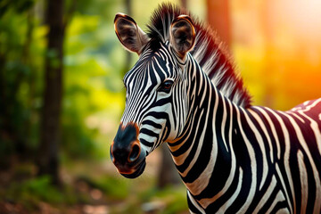 Elegant Zebra Showcasing Its Striking Stripes in Bright, Vibrant Colors Against a Dynamic Background, Vibrant Wallpaper