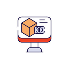 3D View icon design with white background stock illustration