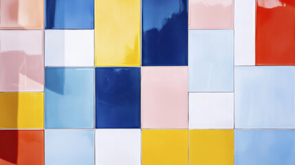Colorful ceramic tiles in modern pattern create vibrant wall design