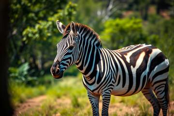 Elegant Zebra Showcasing Its Striking Stripes in Bright, Vibrant Colors Against a Dynamic Background, Vibrant Wallpaper