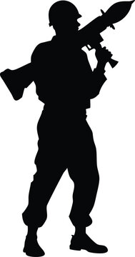 soldier silhouette carrying rocket launcher clip art preview