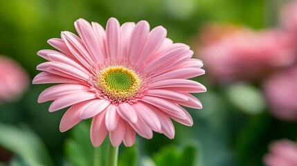 Obraz premium Pink Gerbera Daisy Blooms Outdoors: A Vibrant Touch of Nature’s Beauty