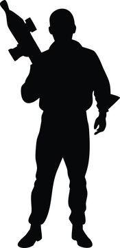 recommend clip art: Soldier with anti tank rocket silhouette