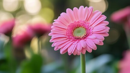 Pink Gerbera Daisy Blooms Outdoors: A Bright and Beautiful Floral Display