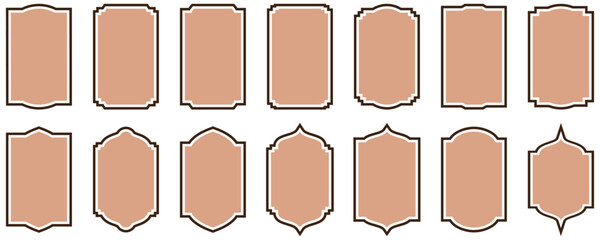 Islamic vector door and window shape arabic vector,   islamic shape illustration design blank islamic shape template frames. Elegant Islamic frame shape. Vector design Set.