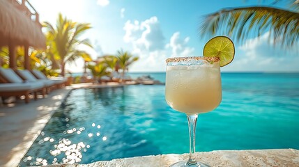 Refreshing Tropical Cocktail by Poolside