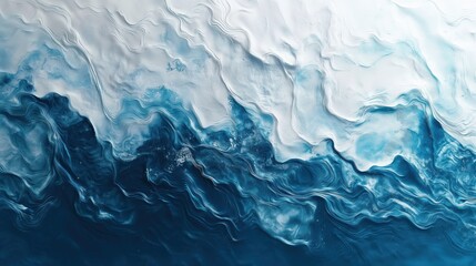 Obraz premium Abstract ocean waves in blue and white colors representing tranquility 