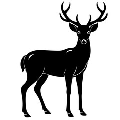 Obraz premium wild deer standing silhouette vector icon white background