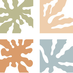 Botanical doodle art vector set. Groovy abstract flower art. Organic doodle shape. Vector art design for print, logo, wallpaper, wall art, branding, sticker and poster.