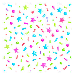 Bright and playful summer themed design featuring colorful stars and shapes scattered against transparency background