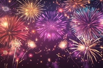 Spectacular fireworks display in the night sky