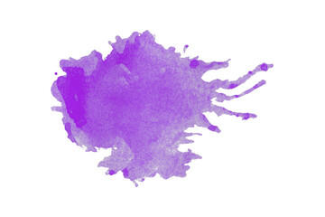 Abstract purple watercolor painting on transparent background. This is a watercolor splash painting, hand drawn.
