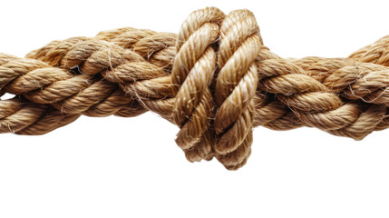 Knot of Strength: A close-up, studio shot of a robust rope, intricately knotted, showcasing the raw power and resilience of the material.
