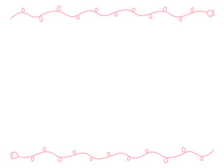 手描きのシンプルで可愛いピンクの花フレーム　横・ライン