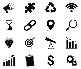 Career icon silhouette set on white background 