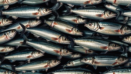 Obraz premium Fresh seafood, stacked fish