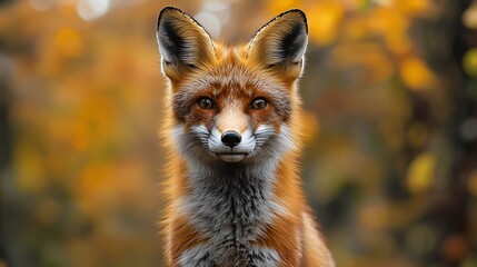 Fototapeta premium Red fox portrait in autumn forest.