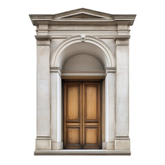 Obraz premium Elegant Wooden Door Classic Archway Stone Entrance