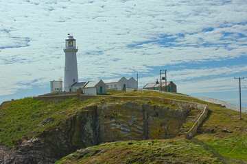South Stack Lighthouse on a small island off the north-west coast of Holyhead in Wales.