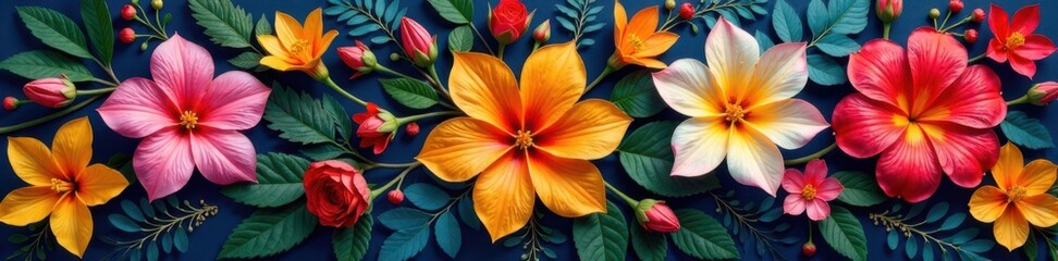 Exotic and colorful floral clusters , diverse, floral