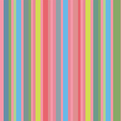 A seamless striped pattern in bright summer colors in pink, blue, green, and yellow. Perfect for joyful digital backgrounds, textiles, gift wrapping, and modern graphic designs.