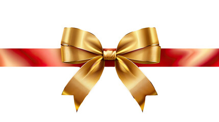 Golden Bow and Ribbon: A luxurious, elegantly crafted golden bow adorns a vibrant red ribbon, creating a visual of sophistication and celebration.