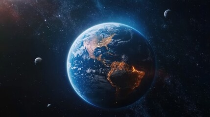 Fototapeta premium Earth From Space With City Lights