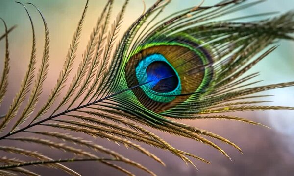 close up of peacock feather