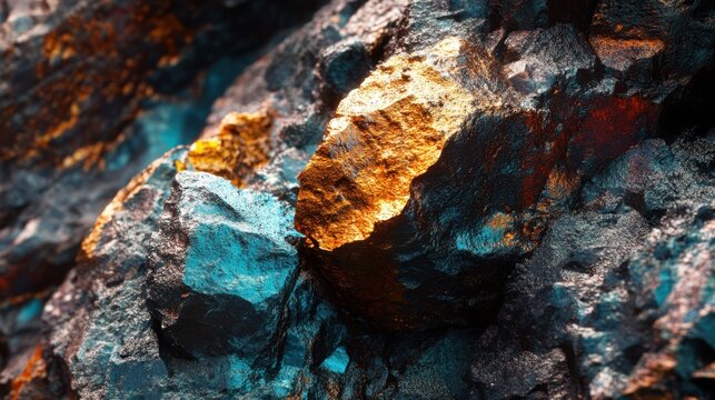 Gold Vein in Rock Formation