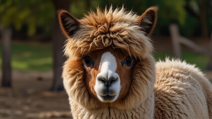 Close-up of fluffy alpaca