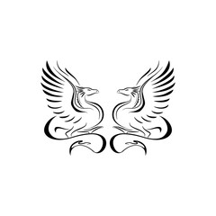 dragon line logo vector design
