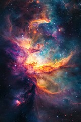 Fototapeta premium Vibrant cosmic nebula glows with scattered starlight.