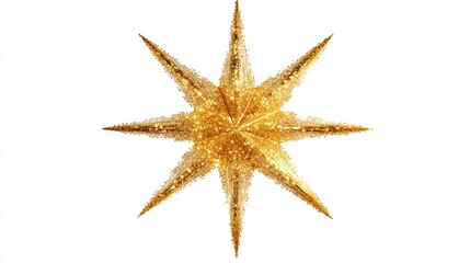 **"Christmas Decoration: Brocaded Gold Star Isolated on White and Transparent PNG Background"**Here is the arranged tag with commas:
