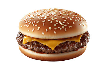 Beef Burger Isolated on Transparent Background PNG Image.