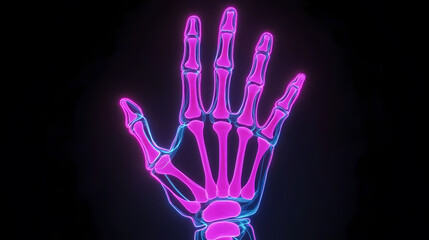 Skeletal Model of Hand with Pink and Blue Rendering