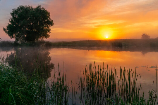 sunset on the river