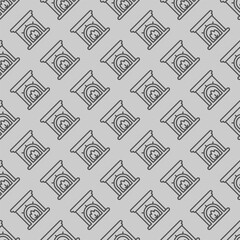Fototapeta premium Fireplace with fire line seamless pattern, happy christmas theme. Vector graphics. Fireplace chimney, arch interior sign with background, repeat line icon.