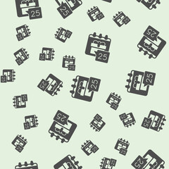 Calendar date with gift box solid seamless pattern, merry christmas theme. Vector graphics. Date of Christmas holiday sign background, filled with glyphs icon.