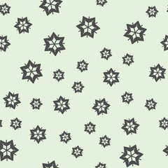 Snowflake solid seamless pattern, happy christmas theme. Vector graphics. Polygonal snowflake shape, snow sign background, filled with glyphs icon.