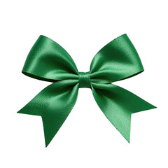 A lush emerald satin ribbon, tied in a perfect bow, speaks of elegance and festive cheer against a pristine transparent background.