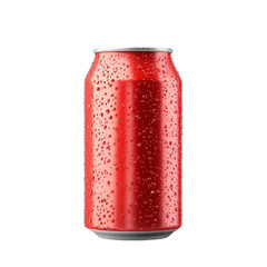 Cold Red Soda Can with Water Droplets Refreshing Drink