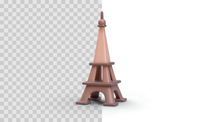 Eiffel Tower in 3d realistic style isolated on transparent background. Vector illustration