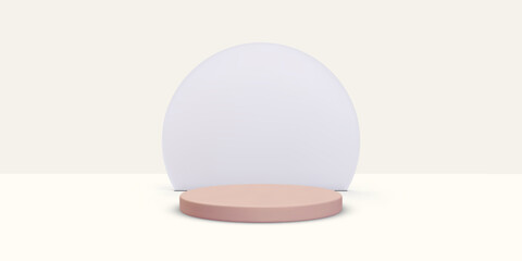 Abstract 3D room with set of realistic cylinders. Minimal scene for product display mockup presentation. Vector illustration