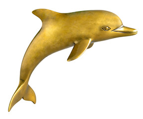 Gold dolphin metal sculpture elegant ocean animal wall decoration piece