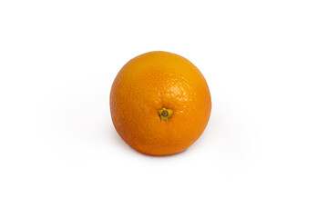 Fresh ripe orange isolated on white. View of the top of an orange