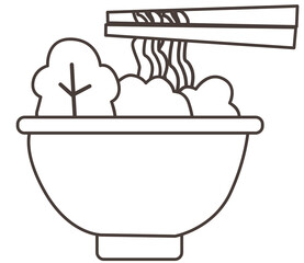 Noodles with vegetables line icon