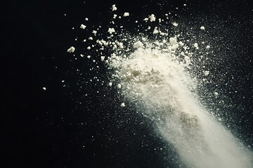 White Powder Explosion Dramatic Burst of White Dust on Black
